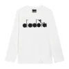 Diadora Kids T-Shirt Maniche lunghe Panna con stampa logo