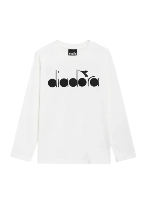 Diadora Kids T-Shirt Maniche lunghe Panna con stampa logo