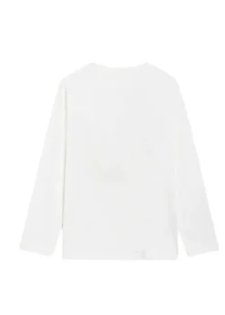 Diadora Kids T-shirt Maniche Lunghe Crema con Stampa per Bambini