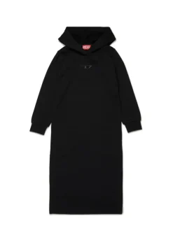 Diesel Kids Abito con Cappuccio in Felpa Nero per Bambine