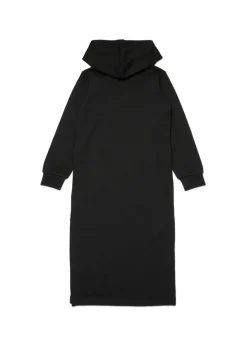 Diesel Kids Abito con Cappuccio in Felpa Nero per Bambine