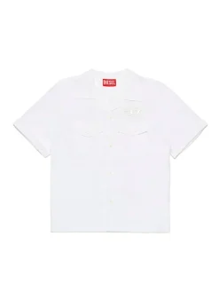 Diesel Kids Camicia Bianca Bowling con Oval D per Bambini
