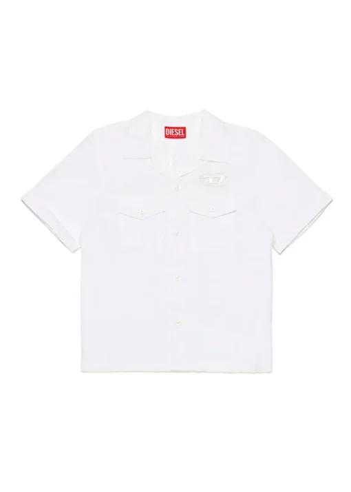 Diesel Kids Camicia Bianca Bowling con Oval D per Bambini