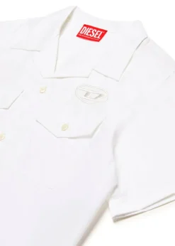 Diesel Kids Camicia Bianca Bowling con Oval D per Bambini
