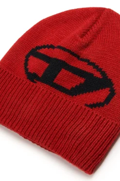 Diesel Kids Cappello Beanie Bordeaux con Intarso Oval D
