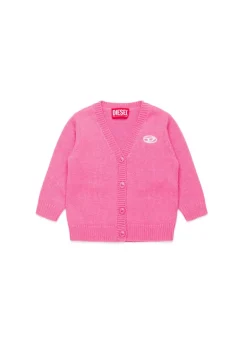 Diesel Kids Cardigan Fucsia con Oval D per Neonate