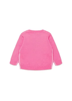 Diesel Kids Cardigan Fucsia con Oval D per Neonate