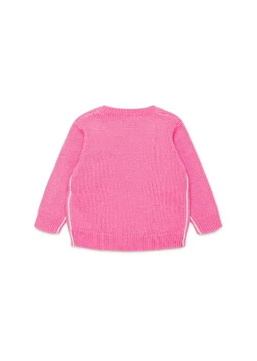 Diesel Kids Cardigan Fucsia con Oval D per Neonate