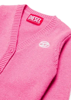 Diesel Kids Cardigan Fucsia con Oval D per Neonate