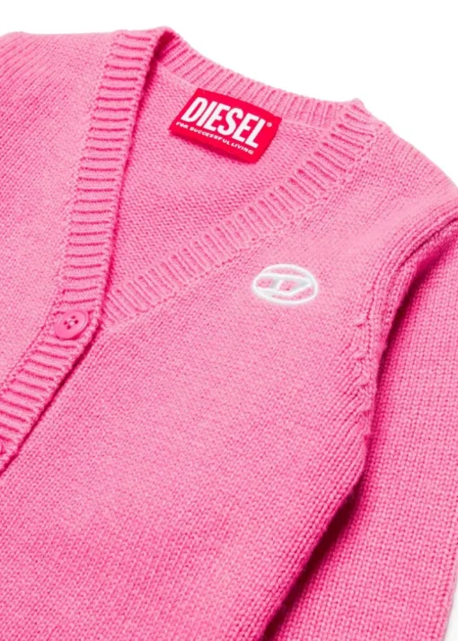 Diesel Kids Cardigan Fucsia con Oval D per Neonate