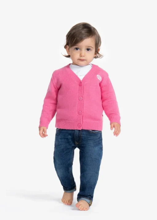 Diesel Kids Cardigan Fucsia con Oval D per Neonate