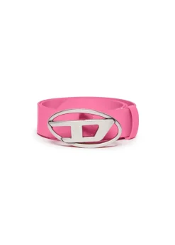 Diesel Kids Cintura Rosa Fluo in Pelle con Logo Oval D