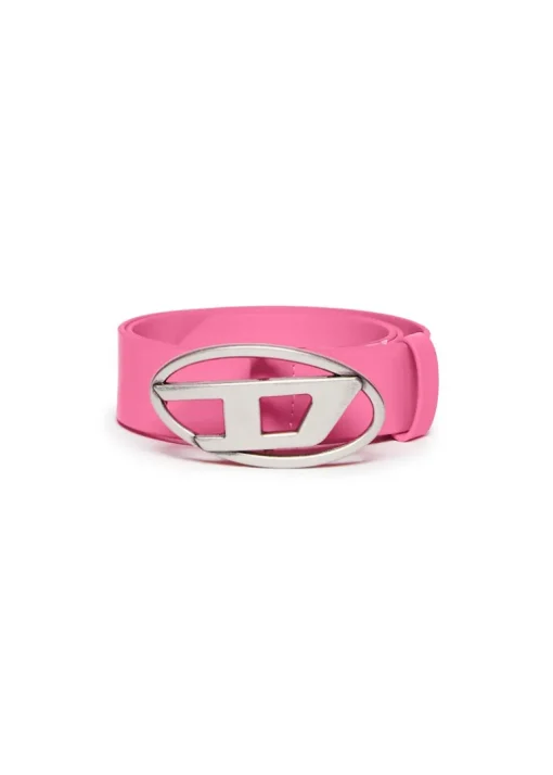 Diesel Kids Cintura Rosa Fluo in Pelle con Logo Oval D