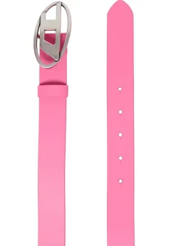 Diesel Kids Cintura Rosa Fluo in Pelle con Logo Oval D
