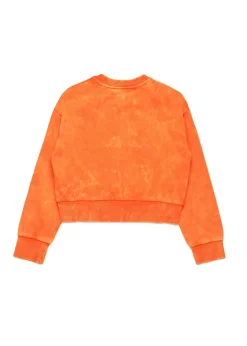 Diesel Kids Felpa Arancione Marmorizzata con Oval D per Bambine