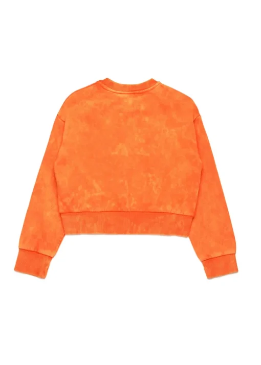 Diesel Kids Felpa Arancione Marmorizzata con Oval D per Bambine