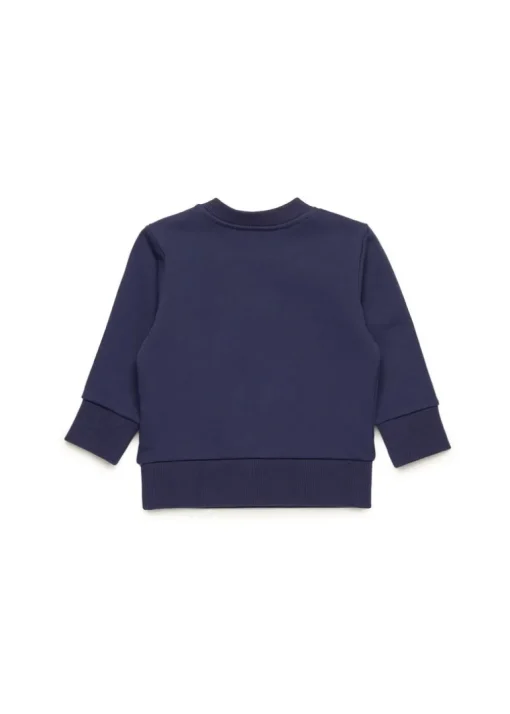 Diesel Kids Felpa Blu Girocollo con Used Effect Oval D per Neonati