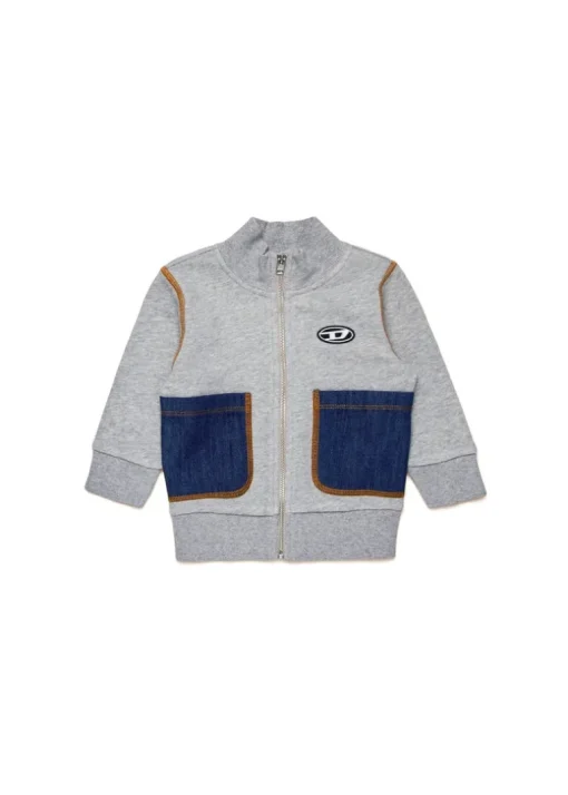 Diesel Kids Felpa con Zip Grigia per Neonati