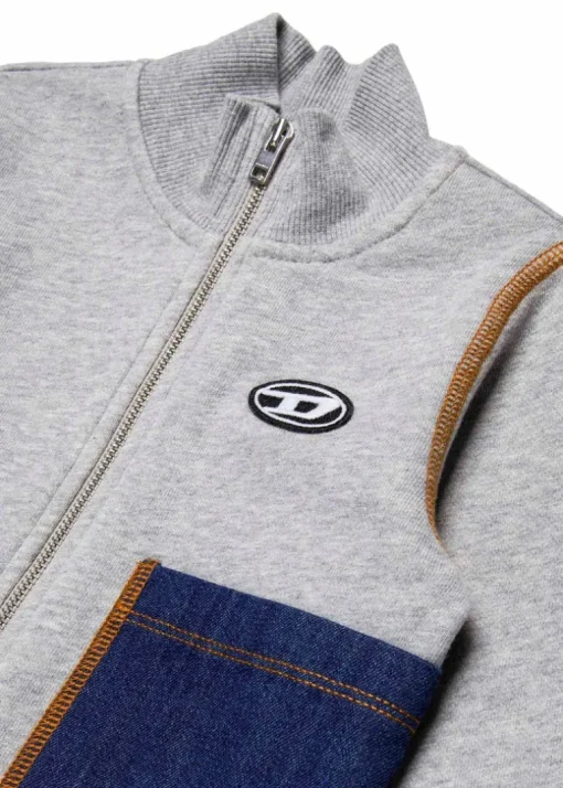 Diesel Kids Felpa con Zip Grigia per Neonati