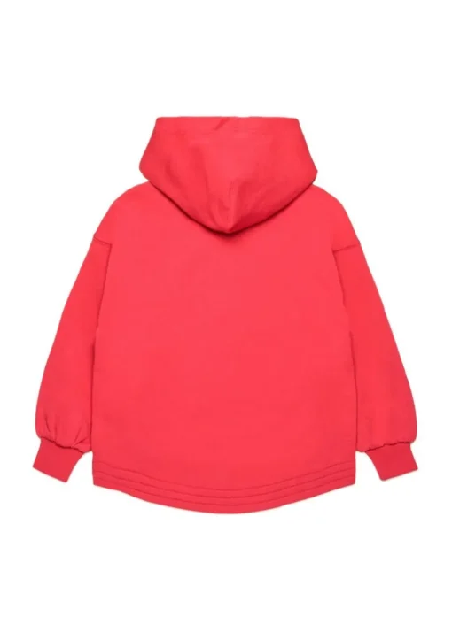 Diesel Kids Felpa Fucsia con Cappuccio e Zip con Oval D per Bambine