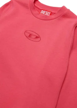 Diesel Kids Felpa Fucsia Girocollo con Oval D per Bambine
