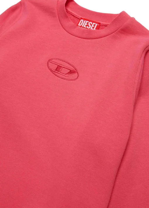 Diesel Kids Felpa Fucsia Girocollo con Oval D per Bambine