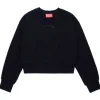 Diesel Kids Felpa Girocollo Nera con Logo Oval D per Bambine
