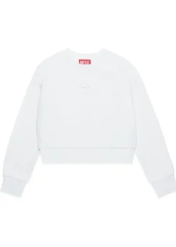 Diesel Kids Felpa Girocollo Bianca con Logo Oval D per Bambine