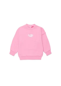 Diesel Kids Felpa Girocollo Rosa Oval D per Neonate