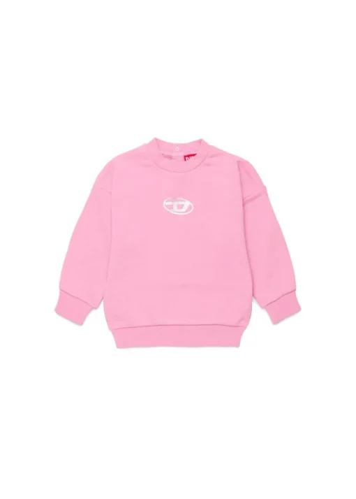 Diesel Kids Felpa Girocollo Rosa Oval D per Neonate