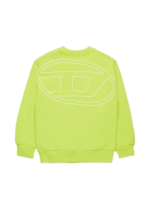 Diesel Kids Felpa Girocollo Verde Mela con Macro D per Bambini