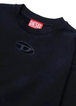 Diesel Kids Felpa Girocollo Nera con Logo Oval D per Bambine