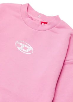 Diesel Kids Felpa Girocollo Rosa Oval D per Neonate