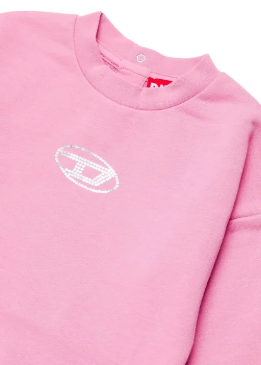 Diesel Kids Felpa Girocollo Rosa Oval D per Neonate