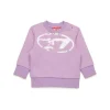 Diesel Kids Felpa Lilla Girocollo con Used Effect Oval D per Neonate