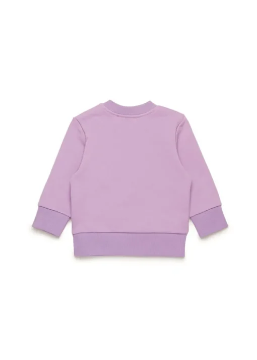 Diesel Kids Felpa Lilla Girocollo con Used Effect Oval D per Neonate