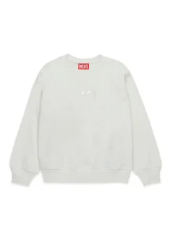 Diesel Kids Felpa Panna Girocollo con Oval D per Bambini