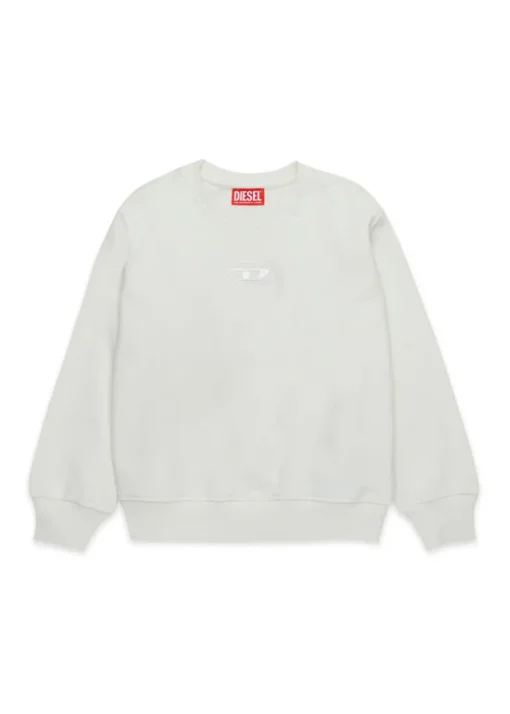 Diesel Kids Felpa Panna Girocollo con Oval D per Bambini