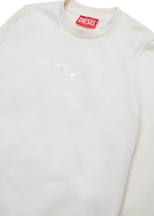 Diesel Kids Felpa Panna Girocollo con Oval D per Bambini