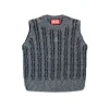 Diesel Kids Gilet in Maglia Intrecciato Grigio Melange per Bambine