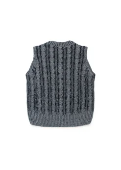 Diesel Kids Gilet in Maglia Intrecciato Grigio Melange per Bambine