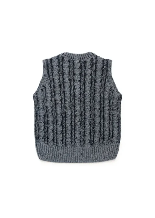 Diesel Kids Gilet in Maglia Intrecciato Grigio Melange per Bambine