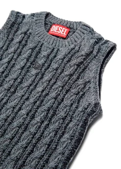 Diesel Kids Gilet in Maglia Intrecciato Grigio Melange per Bambine