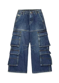Diesel Kids Jeans Cargo Denim Blu per Bambine