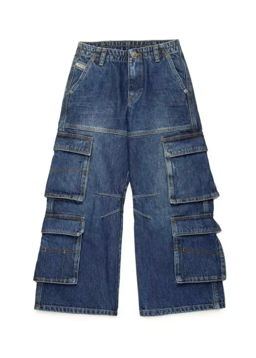 Diesel Kids Jeans Cargo Denim Blu per Bambine