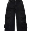Diesel Kids Jeans Cargo Denim Nero per Bambine