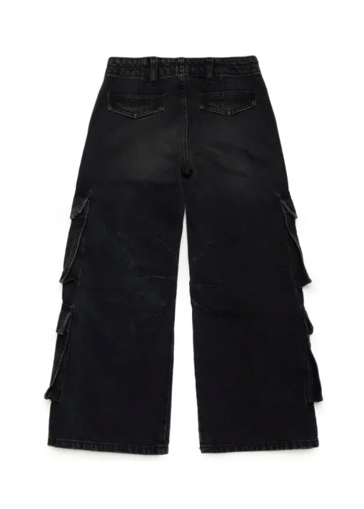 Diesel Kids Jeans Cargo Denim Nero per Bambine