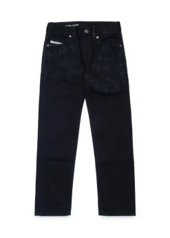 Diesel Kids Jeans Denim Nero Straight Fit D-Viker per Bambini