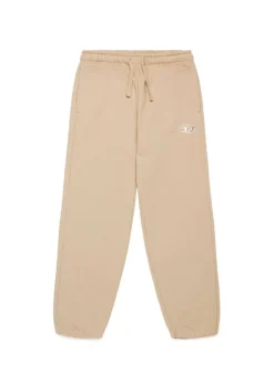 Diesel Kids Pantaloni in Felpa Beige con Logo Oval D per Bambini
