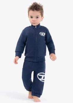 Diesel Kids Pantaloni Jogger Blu con Stampa Logo Oval D per Neonati